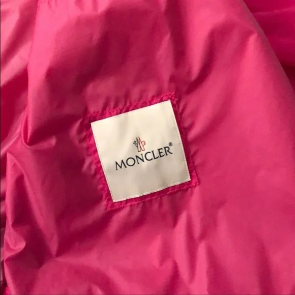Moncler hot pink Groseille light weight jacket spring zip hooded sz 2 Medium M - Picture 9 of 11